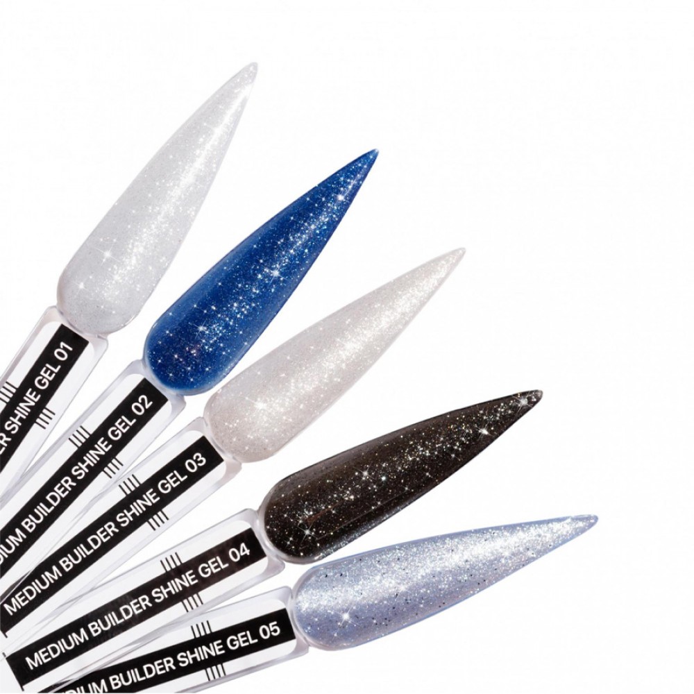 Гел за изграждане с частици Medium №02, 13г тъмносиньо със сребрист блясък