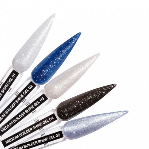 Гел за изграждане с частици Medium №02, 13г тъмносиньо със сребрист блясък
