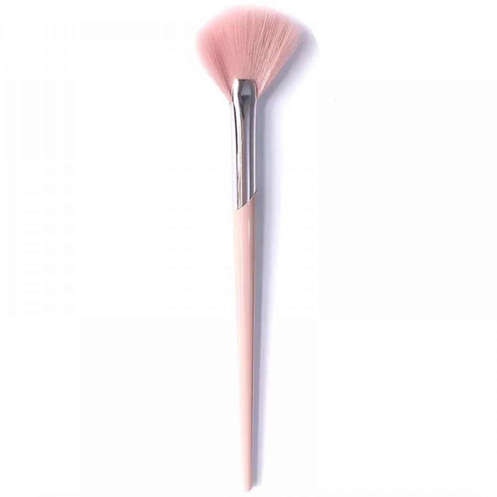 Четка за грим Ветрило - Розова с розова дръжка