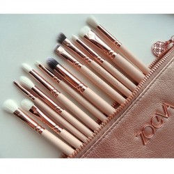 Комплект 15 бр. розови четки за грим + Чантичка за съхранение-foto3