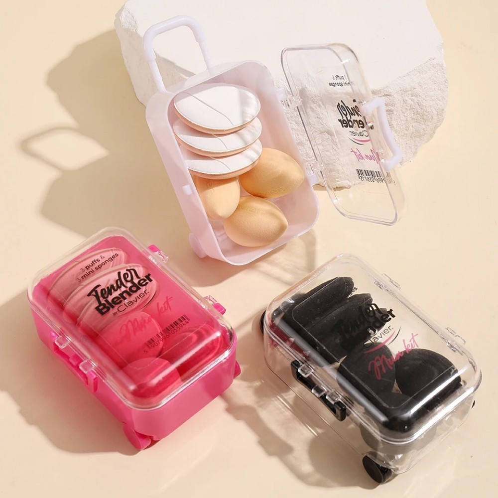 Комплект мини розови гъбки-блендер и апликатори за грим 6 бр.