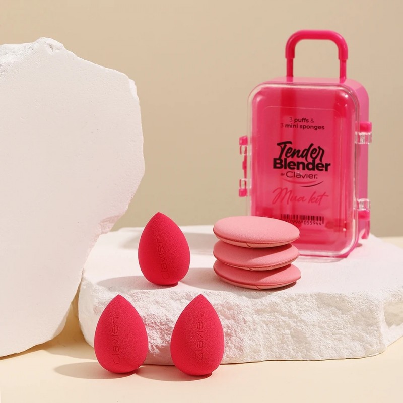 Комплект мини розови гъбки-блендер и апликатори за грим 6 бр.