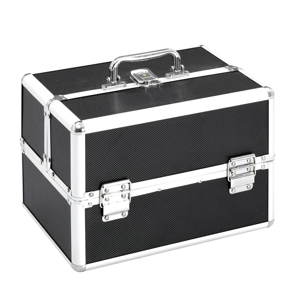 Черен козметичен куфар с огледало Черен козметичен куфар с огледало