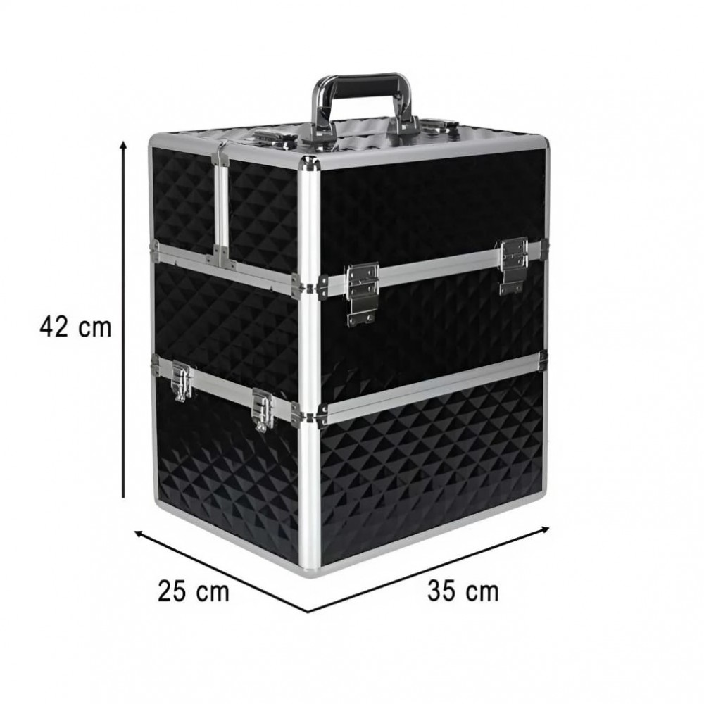 Луксозен Голям козметичен куфар XXL Черен
