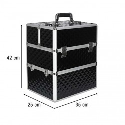 Луксозен Голям козметичен куфар XXL Черен-foto5