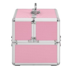 Розов козметичен куфар с огледало-foto7
