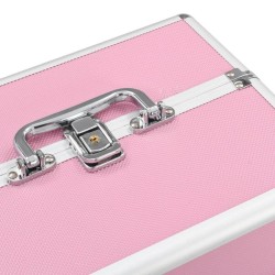 Розов козметичен куфар с огледало-foto6