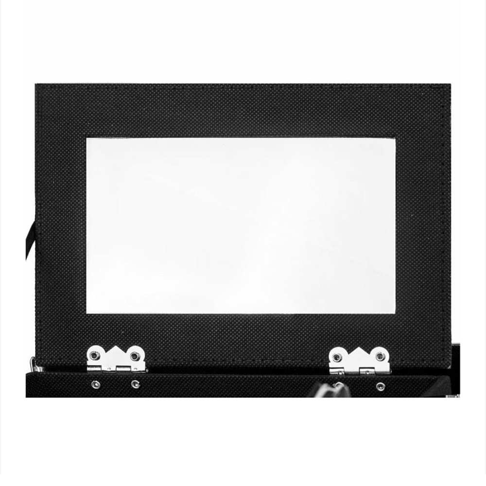 Розов козметичен куфар с огледало