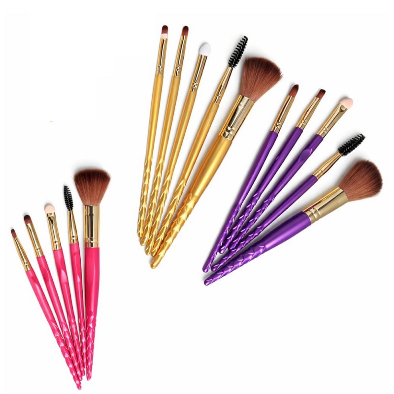 Комплект Четки за Грим 5 бр. Лилави и Розови Комплект Четки за Грим 5 бр. Лилави и Розови