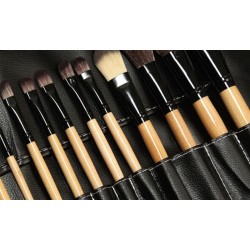 Комплект Четки за Грим  24 бр в кожен калъф-foto4