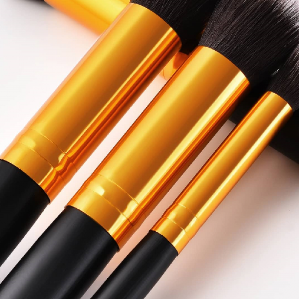 Комплект 10 бр. Четки за Грим черно и златно