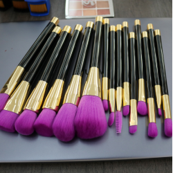 Комплект 15 бр. Четки за Грим черно и лилаво-foto2