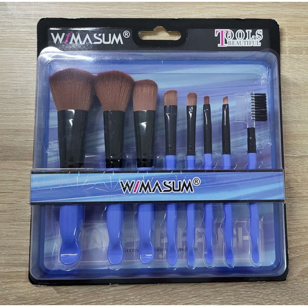 Комплект 8бр Четки за Грим в кутия сини WIWASUM