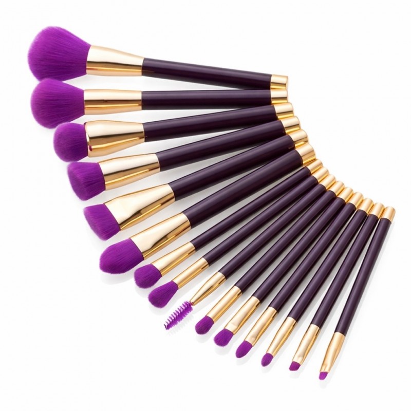 Комплект 15 бр. Четки за Грим черно и лилаво