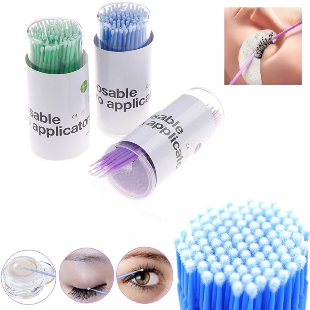 Микро четки за мигли - 100бр. Мигли, Маникюр, Грим - зелени