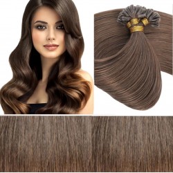 Кичури от естествена коса кафява - 8 - 57 см - 50 гр - 50 бр