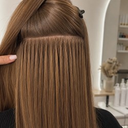 Кичури от естествена коса кафява - 6 - 57 см - 50 гр - 50 бр