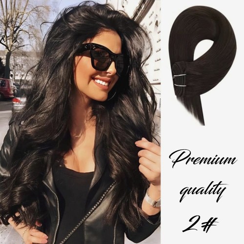 Естествена коса - ПРЕМИУМ КАЧЕСТВО 2# Натурално Тъмно Кестеняво