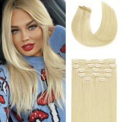 Естествена коса на клипси – 6 части, готова за поставяне 613# Натурално Русо