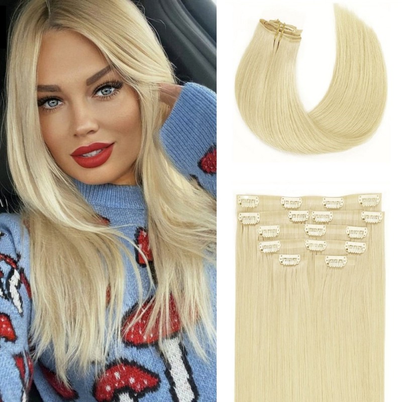 Естествена коса на клипси – 6 части, готова за поставяне 613# Натурално Русо