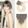 Естествена коса на клипси – 6 части, готова за поставяне #7B-613 Натурално Омбре - Светло кестеняво към пепеливо русо