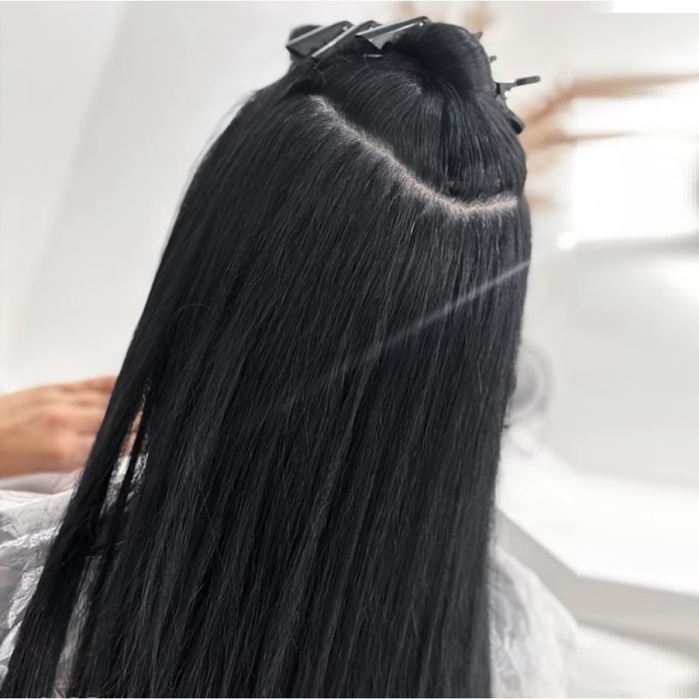 Кичури от естествена коса черни 57 см - 50 гр 50 бр Кичури от естествена коса черни 57 см - 50 гр 50 бр