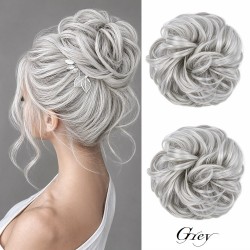 Небрежен кок от коса GREY - Супер качество 