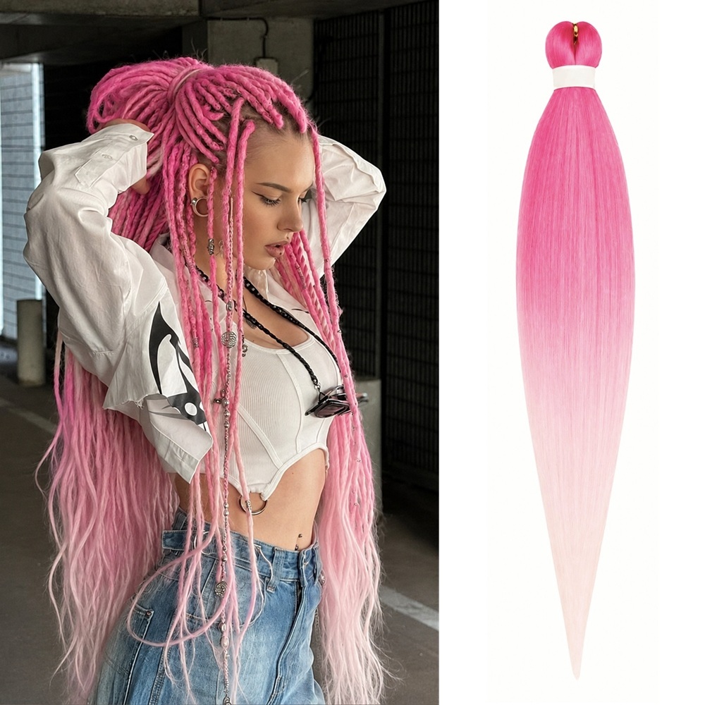 Канекалон за вплитане Лукс качество Pink-1 розово омбре