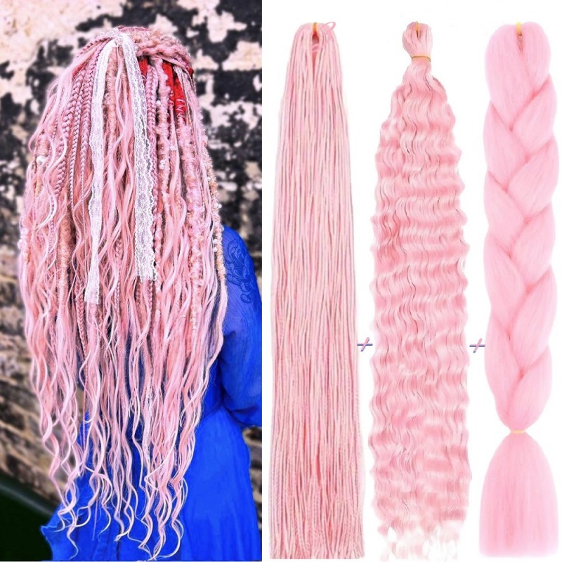 Сет 3 бр. Pink Hair – розов комплект за уникална и впечатляваща прическа