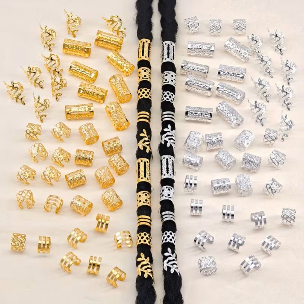 160 бр. Бижута за коса - златни+сребърни