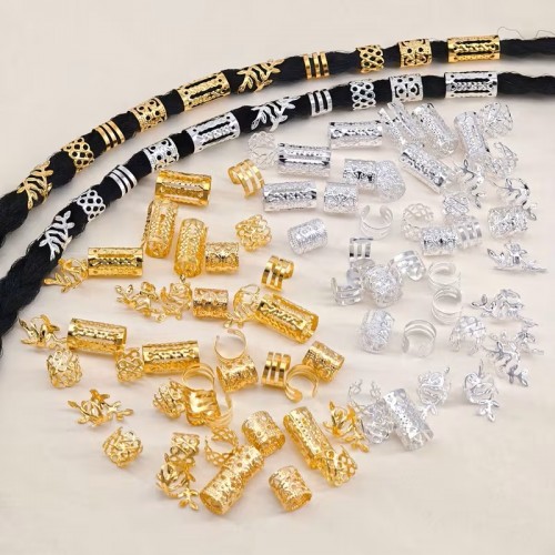 160 бр. Бижута за коса - златни+сребърни