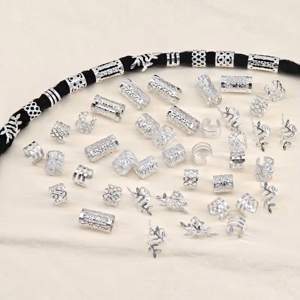 280 бр.бижута за коса и плитки -SILVER