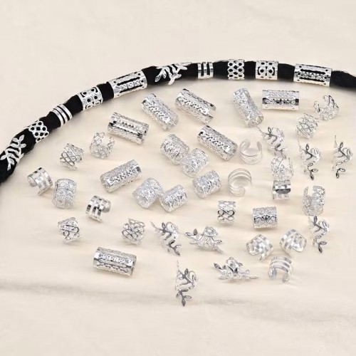 280 бр.бижута за коса и плитки -SILVER