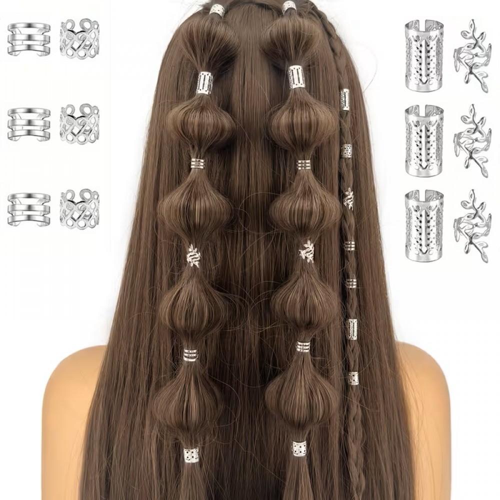 280 бр.бижута за коса и плитки -SILVER