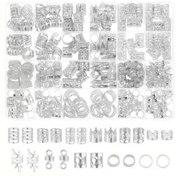 280 бр.бижута за коса и плитки -SILVER-foto2