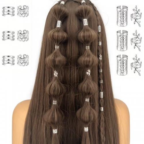 280 бр.бижута за коса и плитки -SILVER