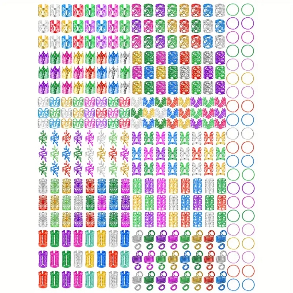 280 бр. Бижута за коса и плитки -COLOR