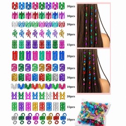 280 бр. Бижута за коса и плитки -COLOR