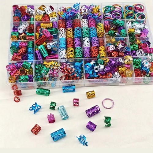 280 бр. Бижута за коса и плитки -COLOR