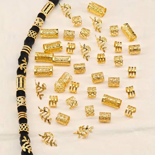 280 бр. Бижута за коса и плитки -GOLD