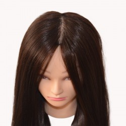 ЛУКС Тъмнокестенява Тренировъчна глава за фризьори с висококачествена коса-foto3