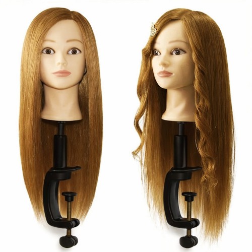 ЛУКС Златен Кестен Тренировъчна глава за фризьори с висококачествена коса