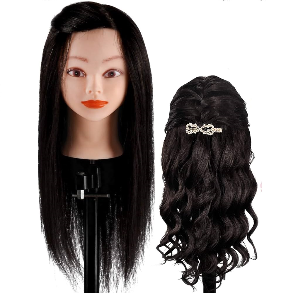 Тренировъчна глава за прически черна