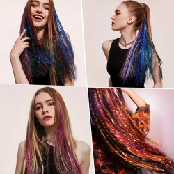 Блестящи кичури коса Комплект 6 различни цвята-foto3