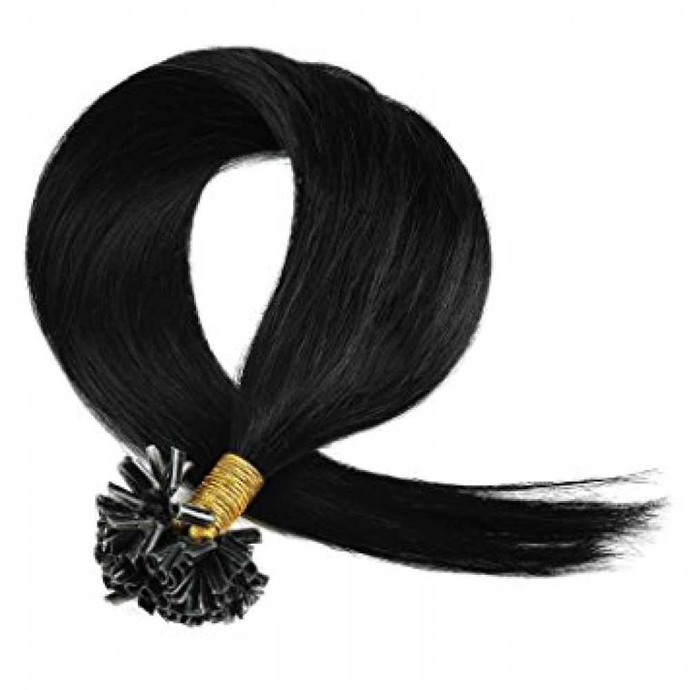 Кичури от естествена коса черни 57 см - 50 гр 50 бр Кичури от естествена коса черни 57 см - 50 гр 50 бр