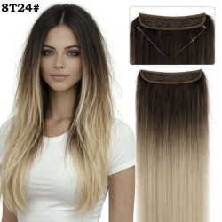 Висококачествена синтетична коса на треса със закрепване с корда 8T24 Тъмнокестеняво/Пепеливо русо Висококачествена синтетична коса на треса със закрепване с корда 8T24 Тъмнокестеняво/Пепеливо русо