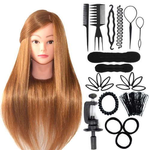 Комплект "Перфектна Прическа 25части" Тренировъчна глава за прически Златен Лешник+Аксесоари за коса Комплект "Перфектна Прическа 25части" Тренировъчна глава за прически Златен Лешник+Аксесоари за коса