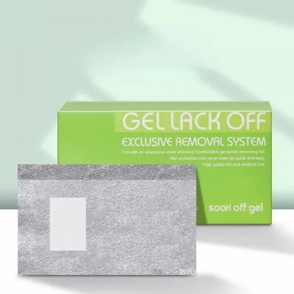 100 бр. Фолио за премахване на гел лак с тампон Зелена кутия