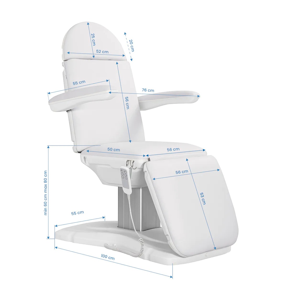 Електрически козметичен стол Sillon Eclipse с 3 мотора бял Електрически козметичен стол Sillon Eclipse с 3 мотора бял