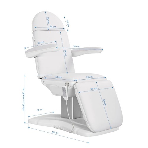 Електрически козметичен стол Sillon Eclipse с 3 мотора бял Електрически козметичен стол Sillon Eclipse с 3 мотора бял